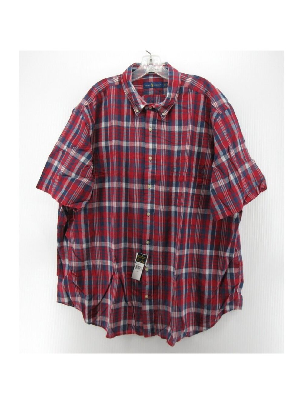 Ralph Lauren Shirt 2XB Big Bleeding Madras Plaid Button Down Pocket